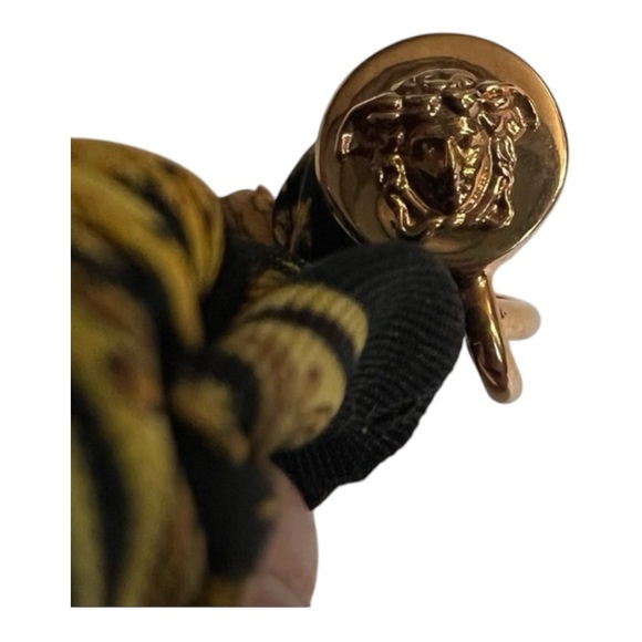 Versace Medusa Rare Gilt Gold Metal and Mini Satin Baroque Scarf Bracelet Cuff - Picture 9 of 10